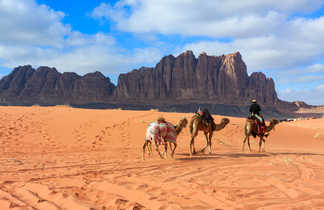 Caravane bédouine dans le désert de Wadi Rum en Jordanie