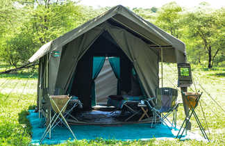 Nos tentes confort, avec tente douche attenante, Botswana
