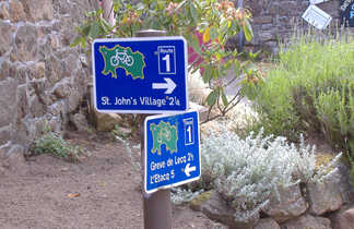 panneaux donnant la direction d'itinéraires en vélo