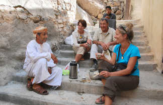 Pause café à Misfat - Oman
