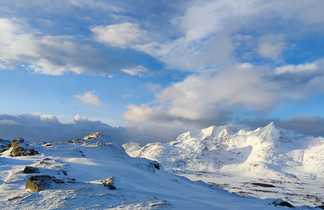 Paysage de îles lofoten l'hiver, Norvège du Nord