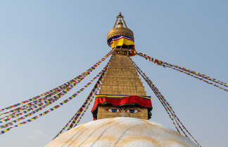 Sommet du stupa de Bodnath à Katmandou au Népal