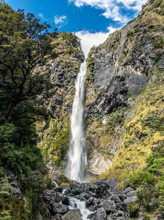 Chute d'eau Devils Punchbowl, Arthur's Pass, Nouvelle Zélande