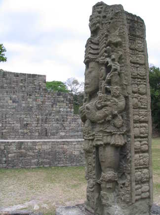 Sculpture Maya anciennes ruines de Copán au Honduras