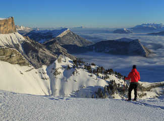 Vue Mont Aiguille dans le Vercors en hiver