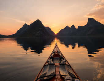 Kayak de mer aux Lofoten, Norvège