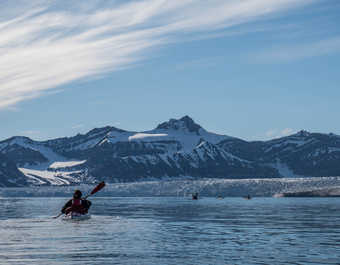 Kayak de mer en Arctique en été, Svalbard