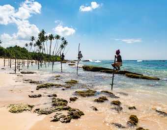 Les pêcheurs sur la côte sud du Sri Lanka