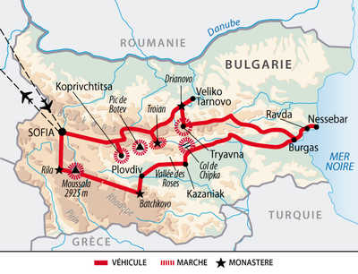 carte Bulgarie - Du haut du Balkan : monastères et Mer Noire EBUD