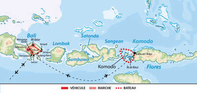 Carte circuit Bali et Komodo en famille