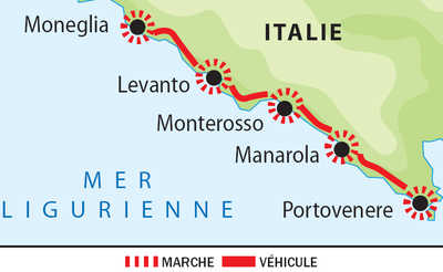 Carte circuit des Cinque Terre