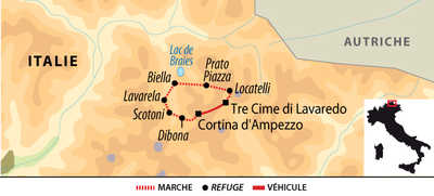 Carte circuit des Dolomite en itinérance