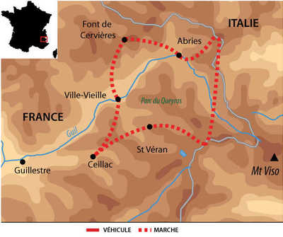 carte circuit France Alpes, Queyras en liberté