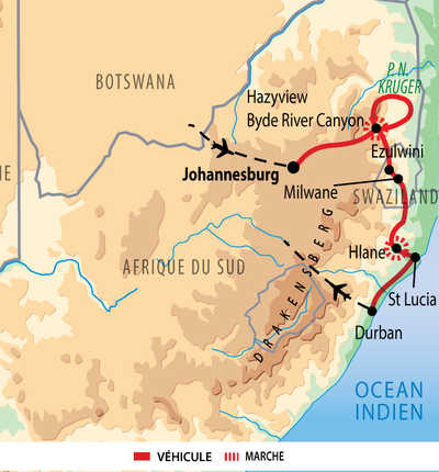 Carte circuit QAFDEC en Afrique du Sud