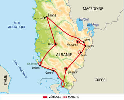 Carte circuit sud albanais