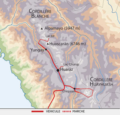 Carte circuit Tour Huayhuash au Pérou
