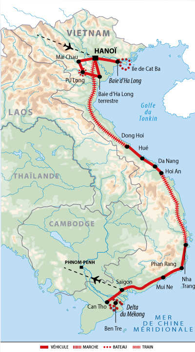 Carte circuit Vietnam Atalante