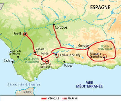Carte circuit voyage Espagne Andalousie Liberte