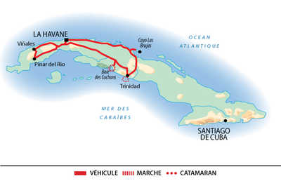 Carte de circuit en famille à Cuba