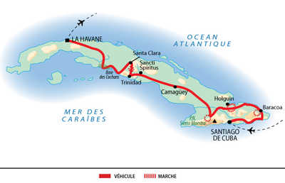 Carte de la découverte de Cuba