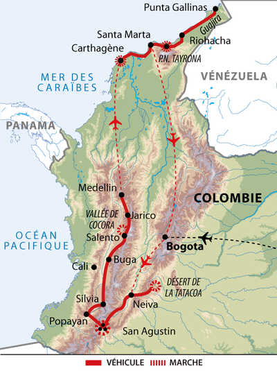 Carte de la grande découverte de la Colombie