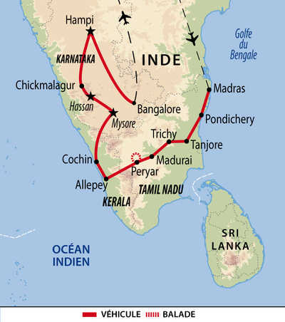 Carte de la grande découverte de l'Inde du Sud