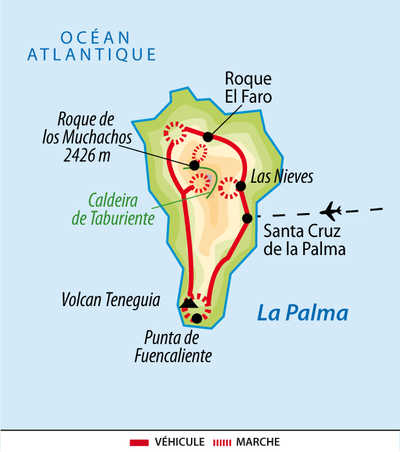 Carte de la Palma aux Canaries