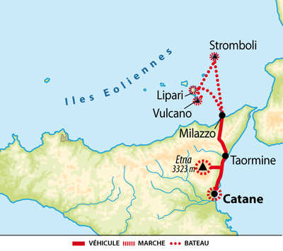 Carte de la Sicile et des Iles éoliennes