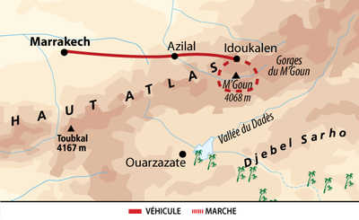 Carte de l'ascension du M'Goun