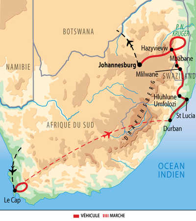 Carte de l'essentiel de l'Afrique du Sud