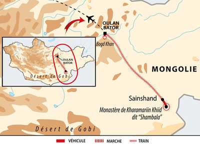 Carte de l'extension du transmongolien en Mongolie