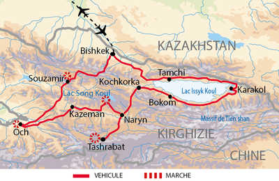 Carte de l'itinéraire grande boucle nomade sur la route de la soie
