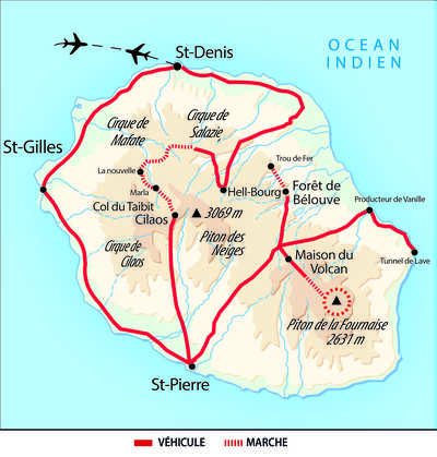 Carte de randonnées créoles