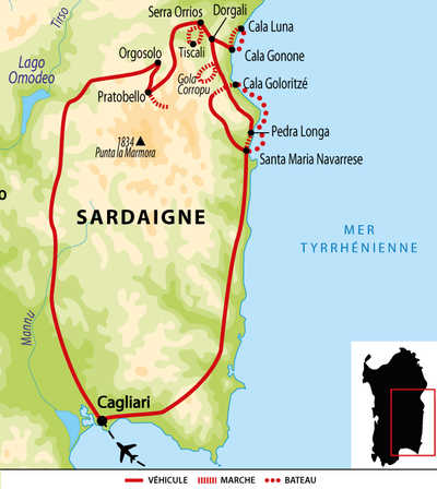 Carte de randonnées en Sardaigne