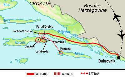 Carte de randonnées sur lîle de Korcula