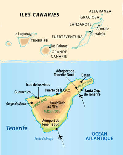 Carte de Tenerife et des îles Canaries
