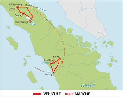 Carte de voyage à Sumatra