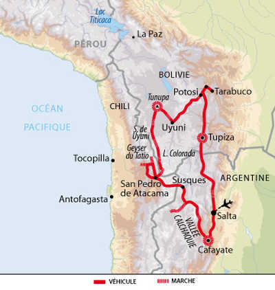 Carte de voyage d'Altiplano