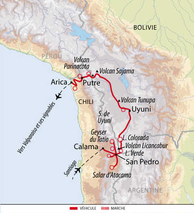 Carte de voyage en Atacama