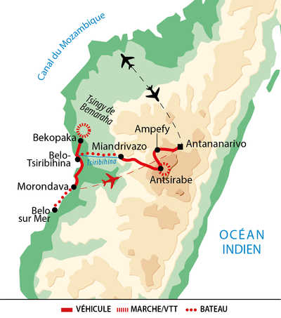 Carte de voyage en famille à Madagascar