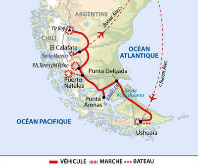 Carte de voyage en terres australes