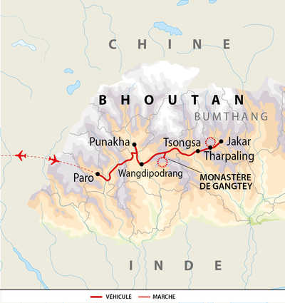 Carte de voyage festival au Bhoutan