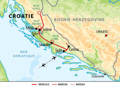 Carte de voyage multiactivités famille en Croatie