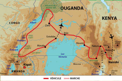 Carte de voyage Wahou entre Kenya et Ouganda