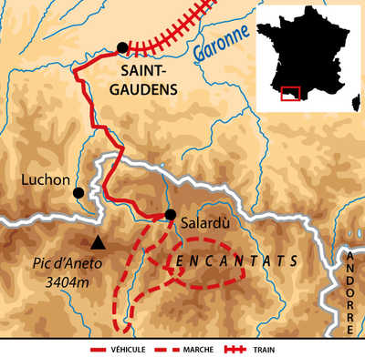 Carte des Pyrénées espagnoles - Aigues Tortes