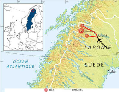 Carte détaillée du trek de la Kungsleden