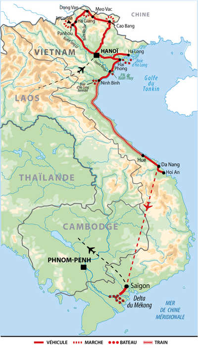 Carte du circuit AVIGD au Vietnam