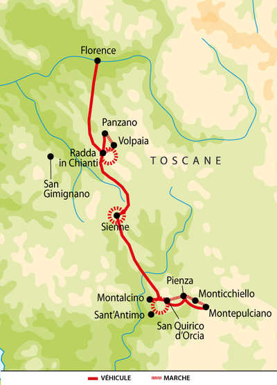 Carte du circuit de la Toscane