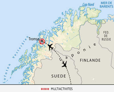 Carte circuit rando Liberté Tromso aurores boréales Norvège