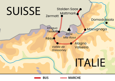 Carte du Tour du Mont Rose avec Atalante